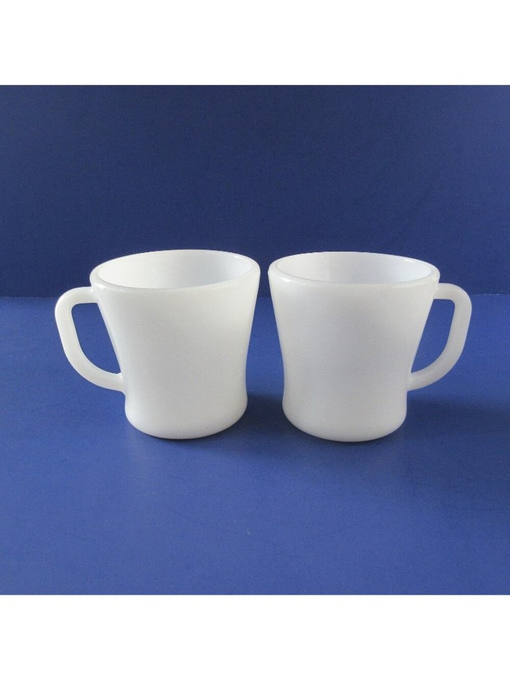Vintage Federal Glass Company White Milk Glass Mugs D Handle Lot of 2 USA